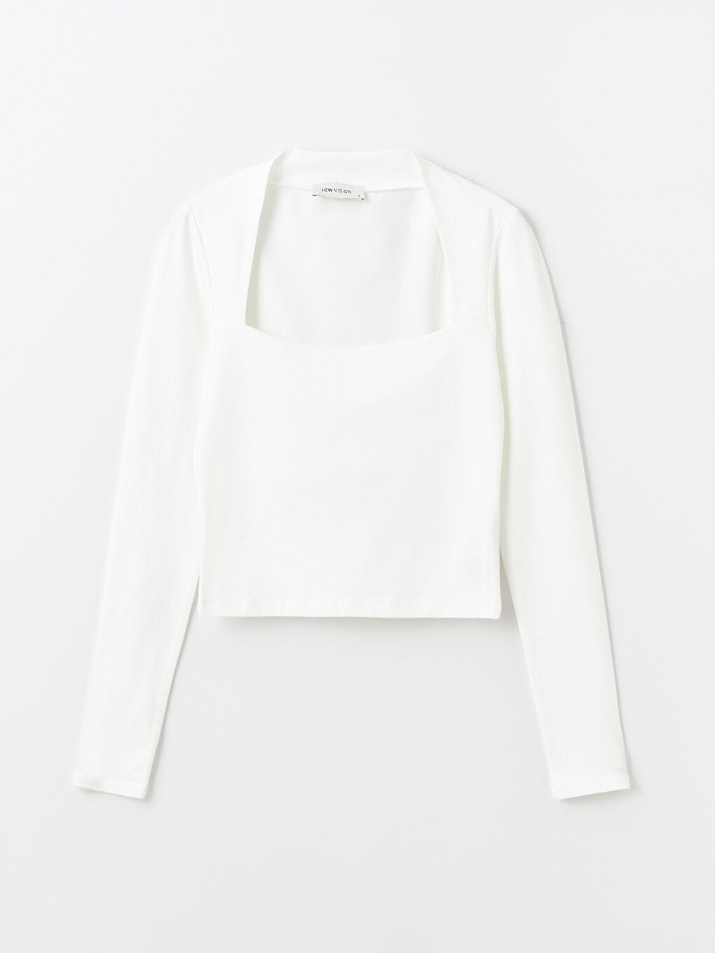 Square Neck Plain Long Sleeve Women's Blouse