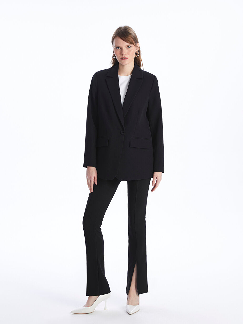 Plain Long Sleeve Women's Blazer Jacket