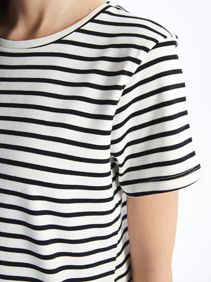 Crew Neck Striped Short Sleeve Women's Tunic