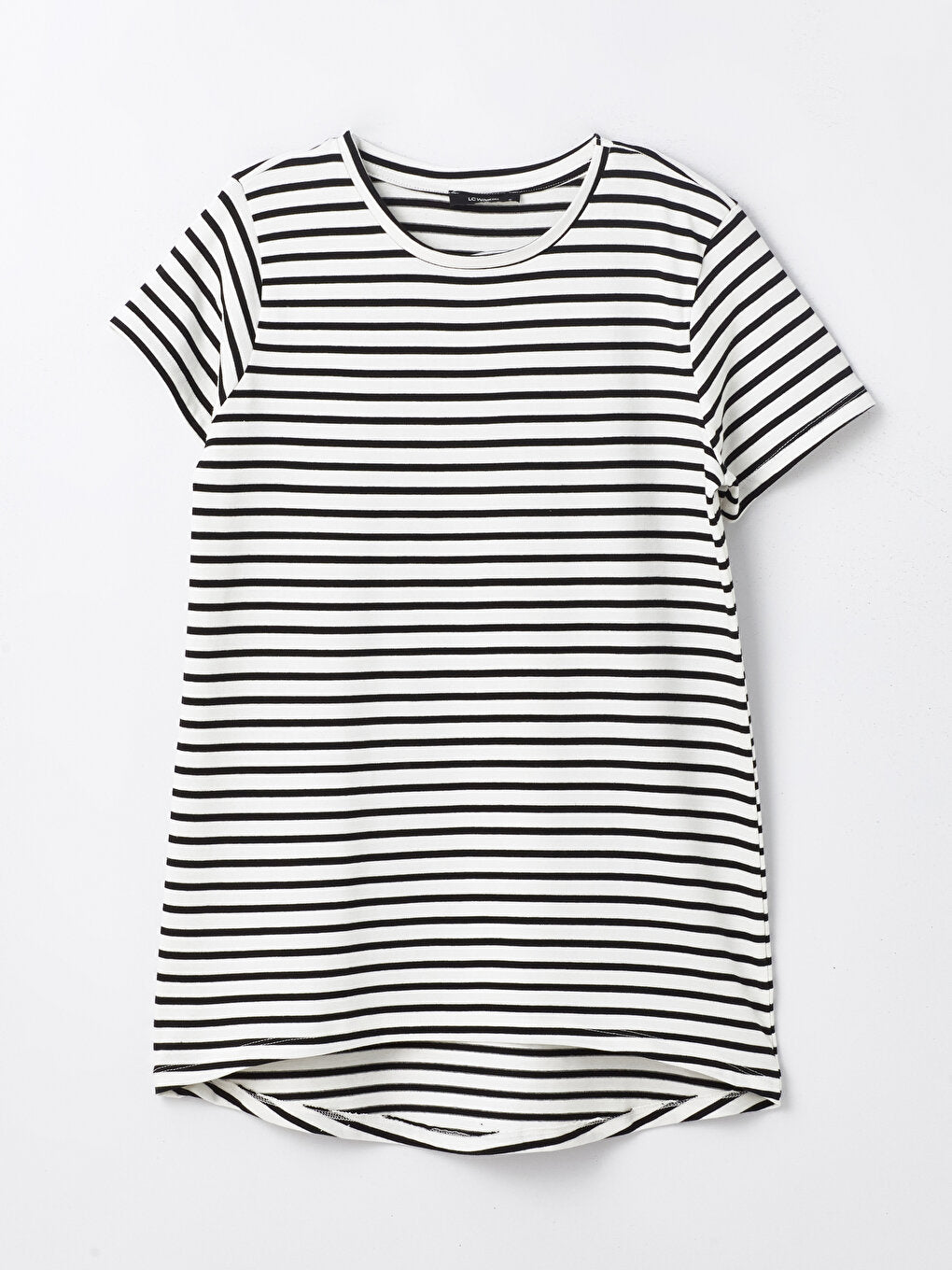 Crew Neck Striped Short Sleeve Women's Tunic