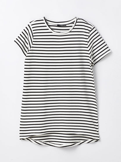 Crew Neck Striped Short Sleeve Women's Tunic