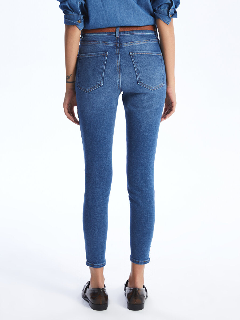 Super Skinny Fit Women's Jean Trousers with Waist Belt