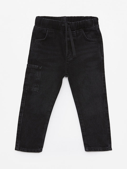 Basic Baby Boy Jean Trousers with Elastic Waist