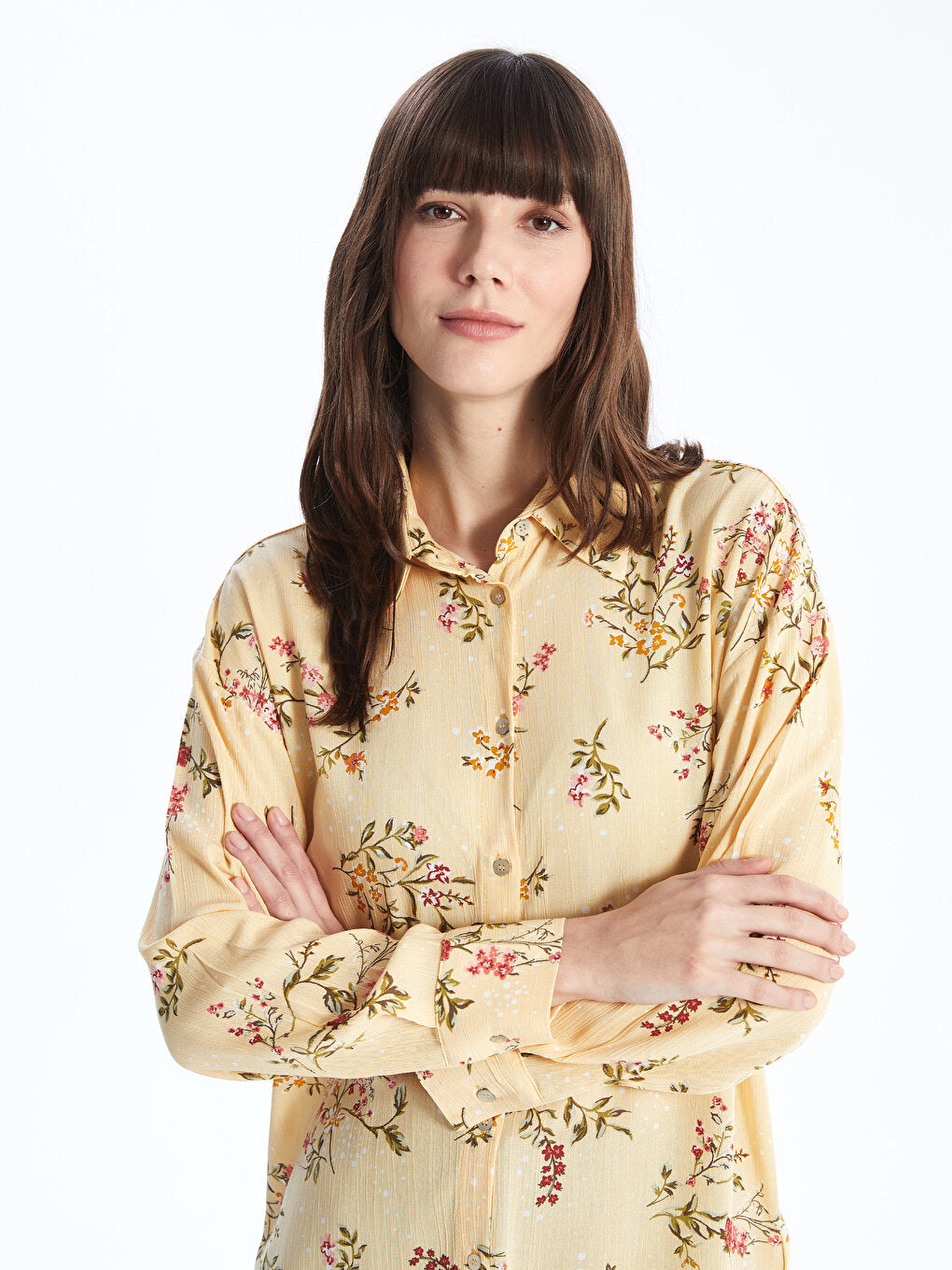 Floral Long Sleeve Oversize Women's Shirt Tunic