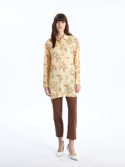 Floral Long Sleeve Oversize Women's Shirt Tunic