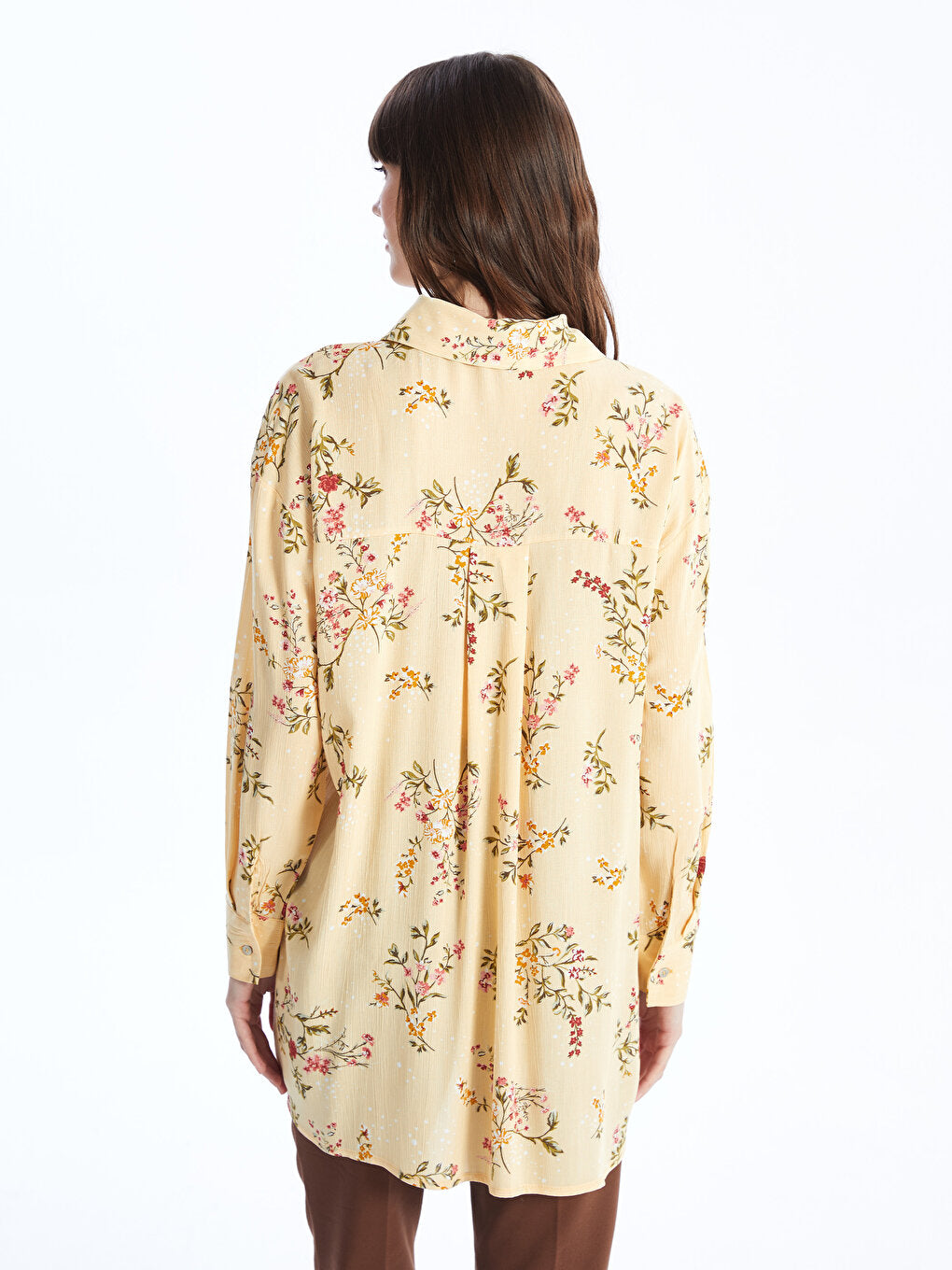 Floral Long Sleeve Oversize Women's Shirt Tunic