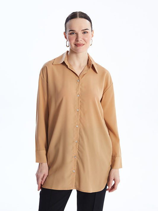 Plain Long Sleeve Oversize Women's Shirt Tunic