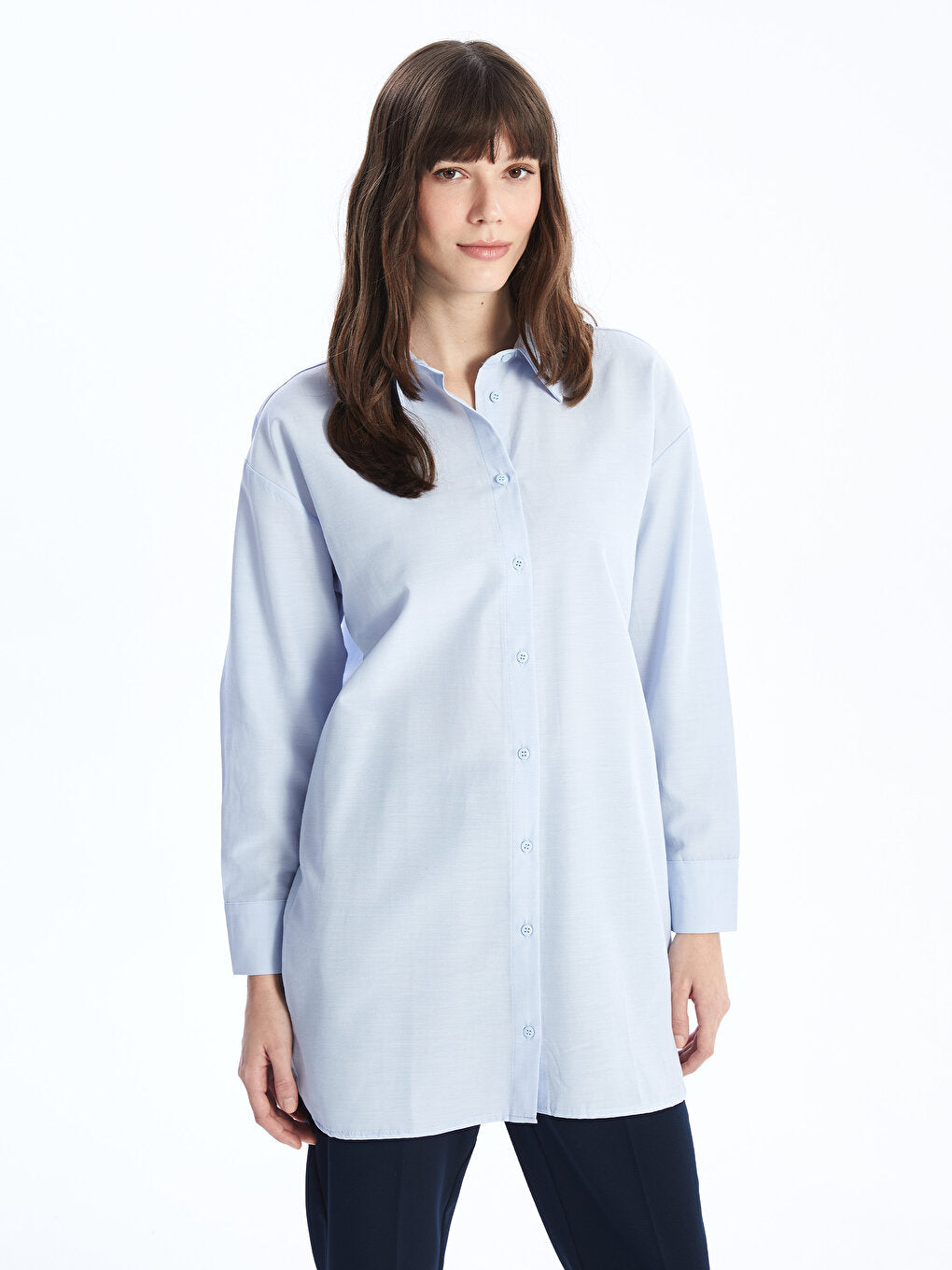 Plain Long Sleeve Oversize Women's Shirt Tunic