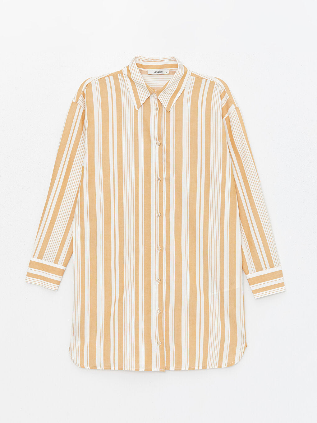 Striped Long Sleeve Oversize Poplin Women's Shirt Tunic