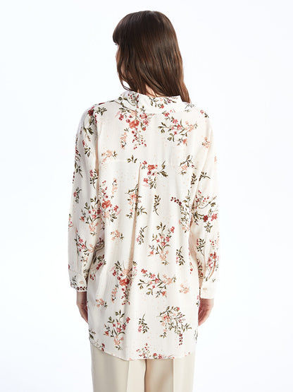 Floral Long Sleeve Oversize Women's Shirt Tunic