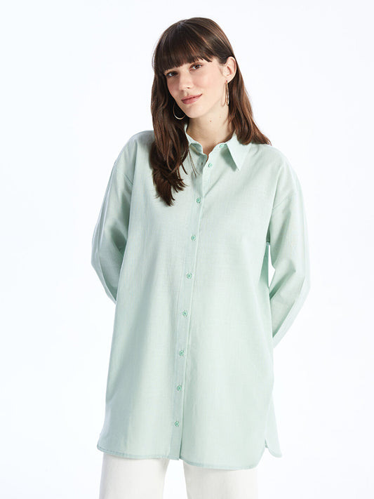 Plain Long Sleeve Oversize Women's Shirt Tunic