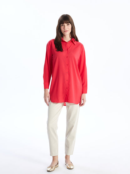 Plain Long Sleeve Oversize Women's Shirt Tunic