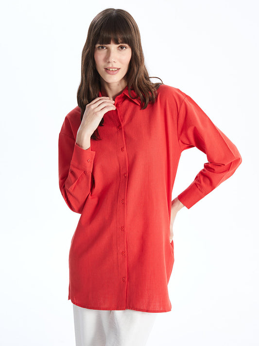 Plain Long Sleeve Oversize Women's Shirt Tunic