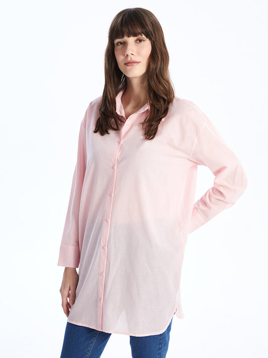 Plain Long Sleeve Oversize Women's Shirt Tunic