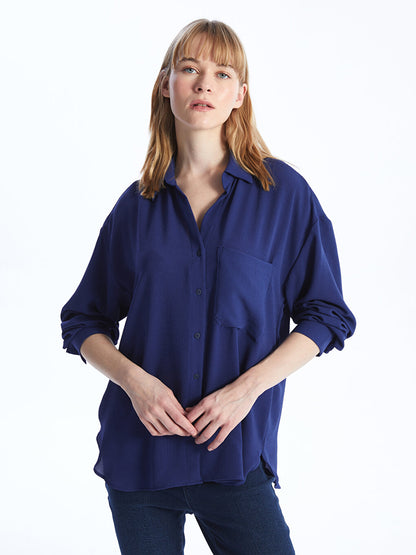 Plain Long Sleeve Oversize Poplin Women's Shirt