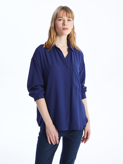 Plain Long Sleeve Oversize Poplin Women's Shirt