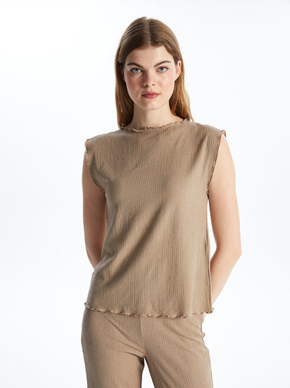 Women's High Collar Plain Blouse