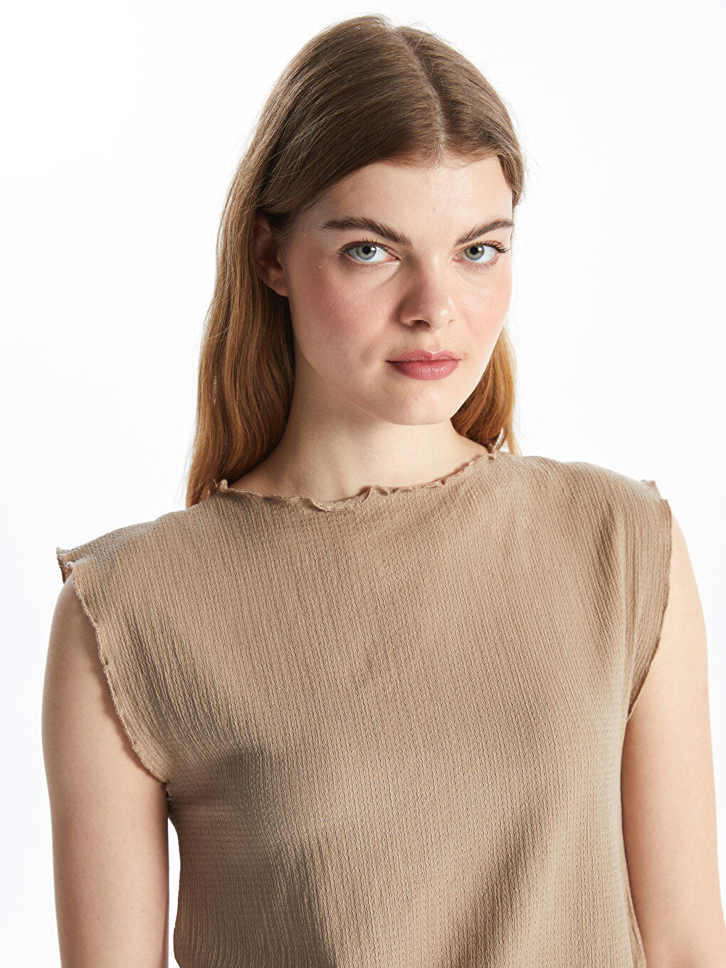 Women's High Collar Plain Blouse