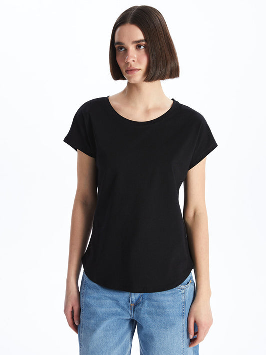 Crew Neck Plain Short Sleeve Women's T-Shirt