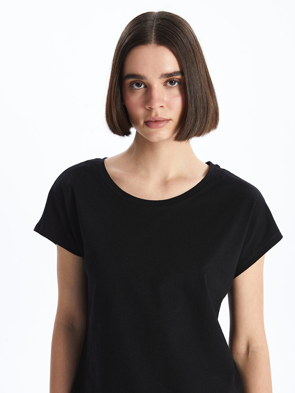 Crew Neck Plain Short Sleeve Women's T-Shirt