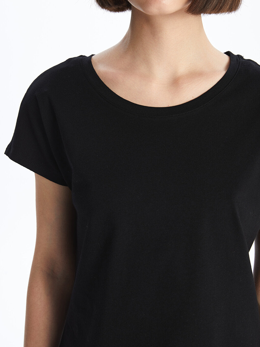 Crew Neck Plain Short Sleeve Women's T-Shirt