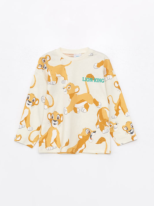 Crew Neck Long Sleeve Lion King Printed Baby Boy Sweatshirt