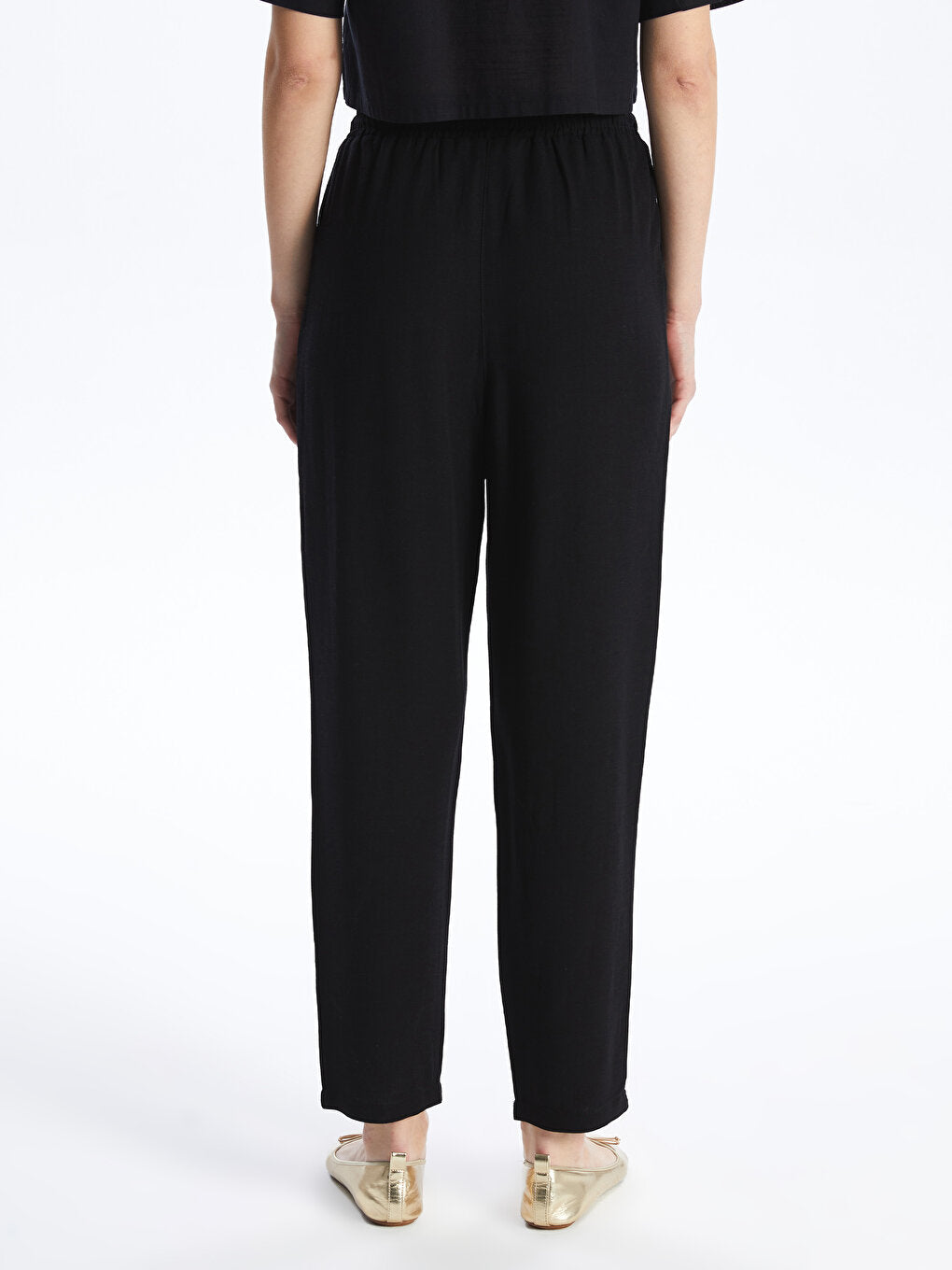 Carrot Cut Plain Linen Blend Women's Trousers