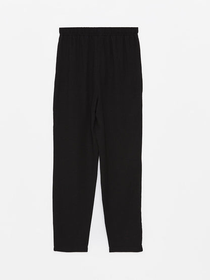 Carrot Cut Plain Linen Blend Women's Trousers