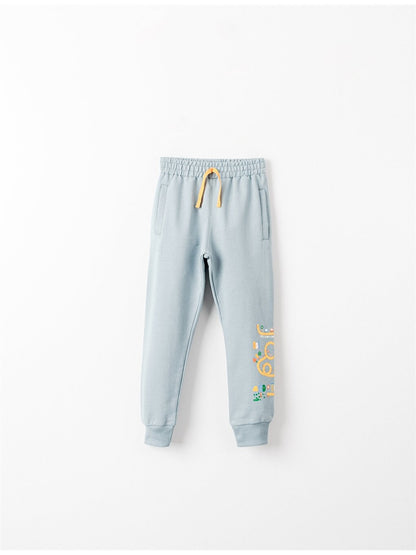 Patterned Baby Boy Jogger Sweatpants with Elastic Waist