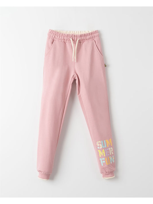 Printed Girls' Jogger Sweatpants with Elastic Waist