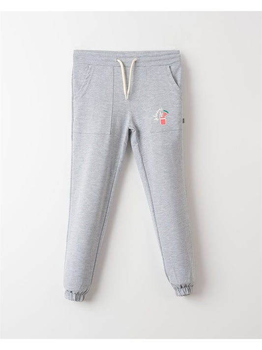 Patterned Girl's Jogger Sweatpants with Elastic Waist