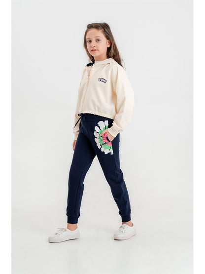 Printed Long Sleeve Girls' Hoodie and Sweatpants