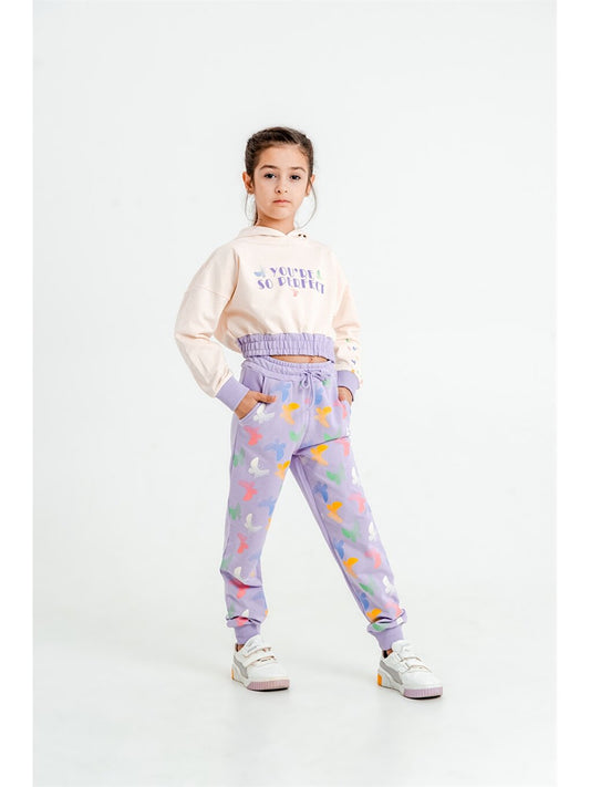 Printed Long Sleeve Girls' Hoodie and Sweatpants