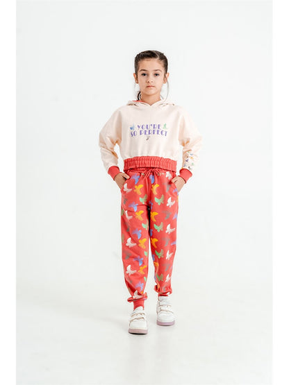 Printed Long Sleeve Girls' Hoodie and Sweatpants