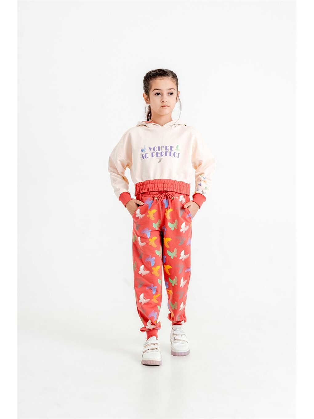 Printed Long Sleeve Girls' Hoodie and Sweatpants