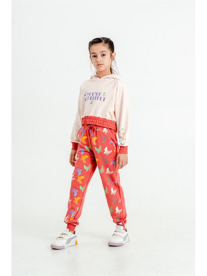 Printed Long Sleeve Girls' Hoodie and Sweatpants