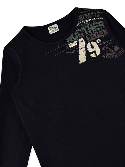 Crew Neck Printed Long Sleeve Boys' T-Shirt