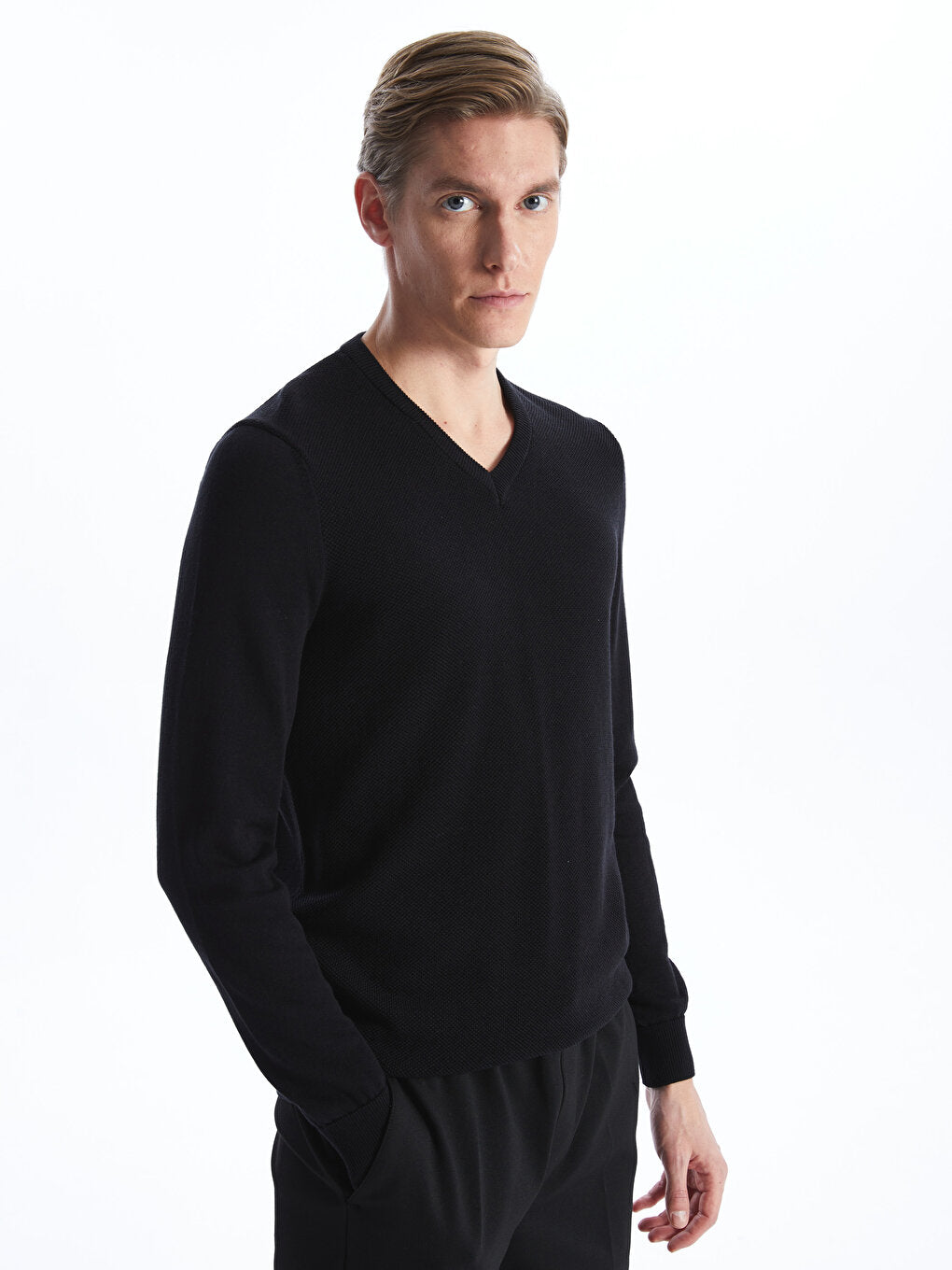 V-Neck Long Sleeve Men's Knitwear Sweater