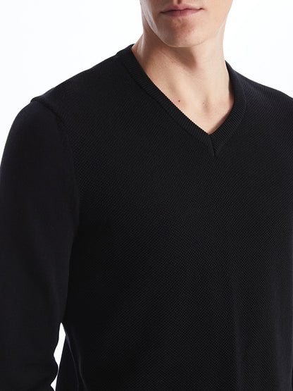 V-Neck Long Sleeve Men's Knitwear Sweater