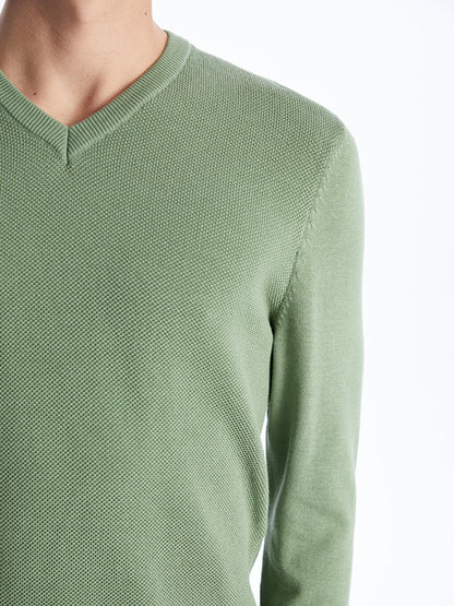 V-Neck Long Sleeve Men's Knitwear Sweater