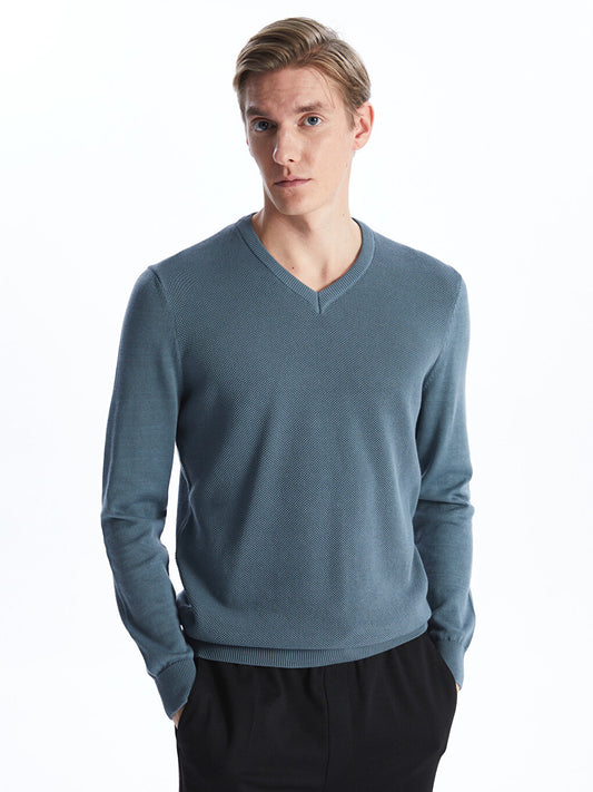 V-Neck Long Sleeve Men's Knitwear Sweater