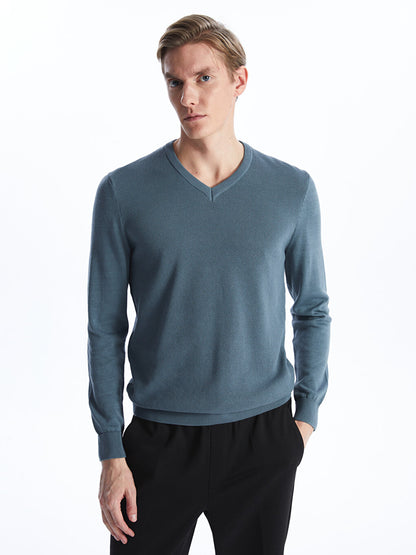 V-Neck Long Sleeve Men's Knitwear Sweater