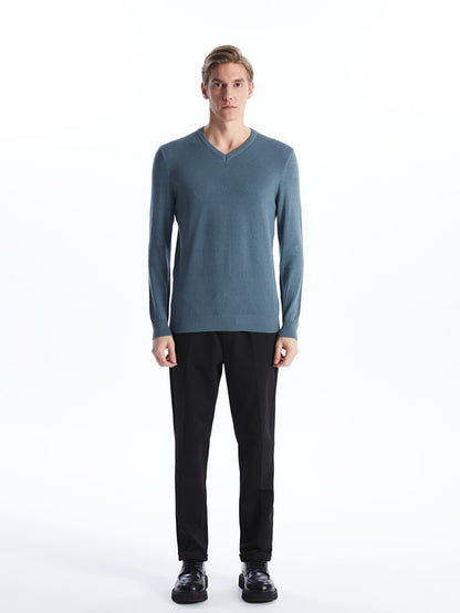 V-Neck Long Sleeve Men's Knitwear Sweater