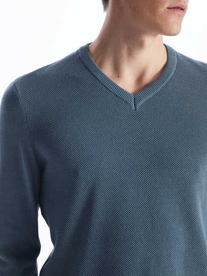 V-Neck Long Sleeve Men's Knitwear Sweater