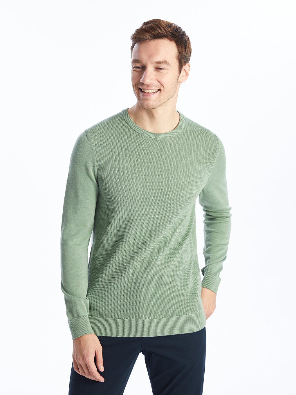 Crew Neck Long Sleeve Men's Knitwear Sweater