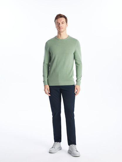 Crew Neck Long Sleeve Men's Knitwear Sweater