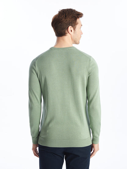 Crew Neck Long Sleeve Men's Knitwear Sweater